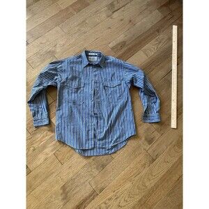 Vintage Levis Silver Label Striped Shirt Mens Large Big E Teal Stripe Button Up